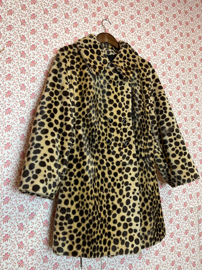 Vintage 1960s Safari Leopard Print Peacoat