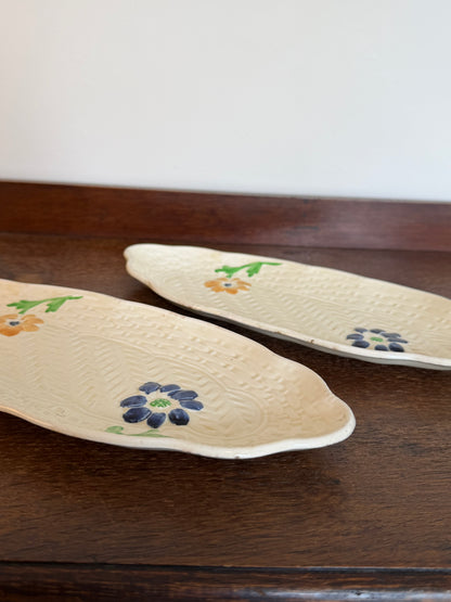 Vintage Woven Style Pottery Ceramic Serving Plates