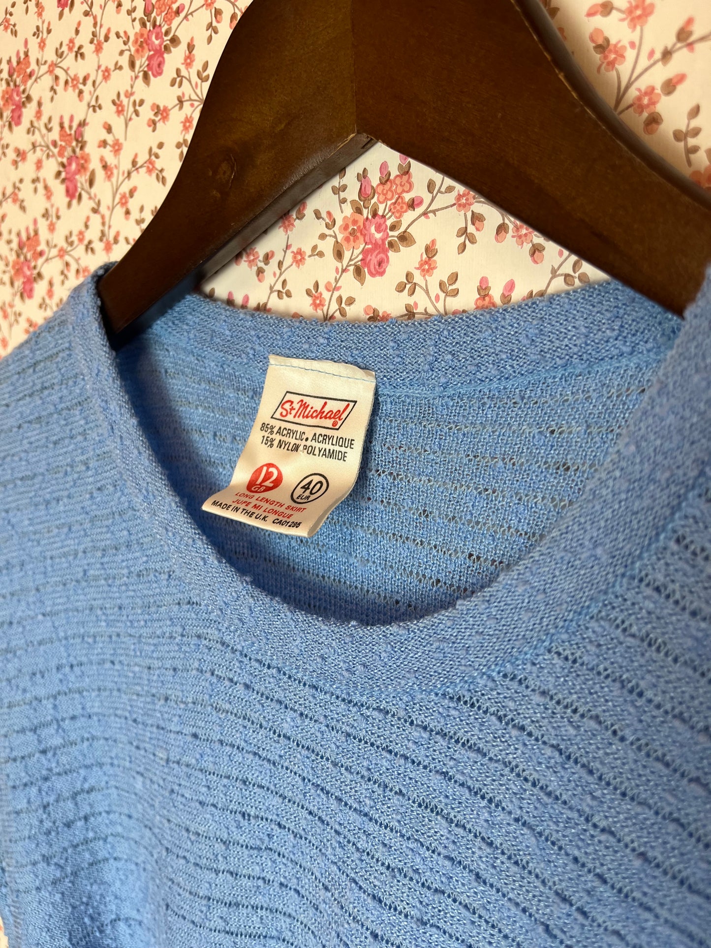 Vintage 1970s Blue Boucle Waist Tie Tee