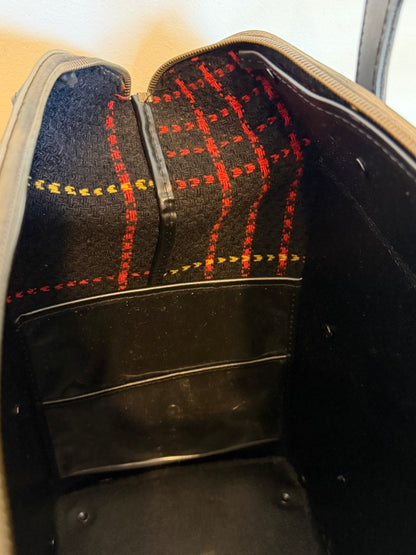 Vintage 1960s Gannex Mustard Yellow and Black Structured Travel Bag