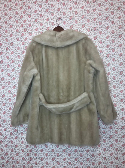 Vintage 1960s Tissavel Champagne Faux Fur Short Coat