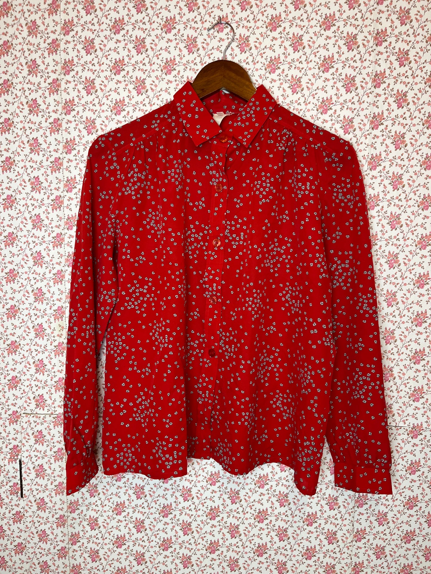 Vintage 1970s Red Floral Ditsy Shirt