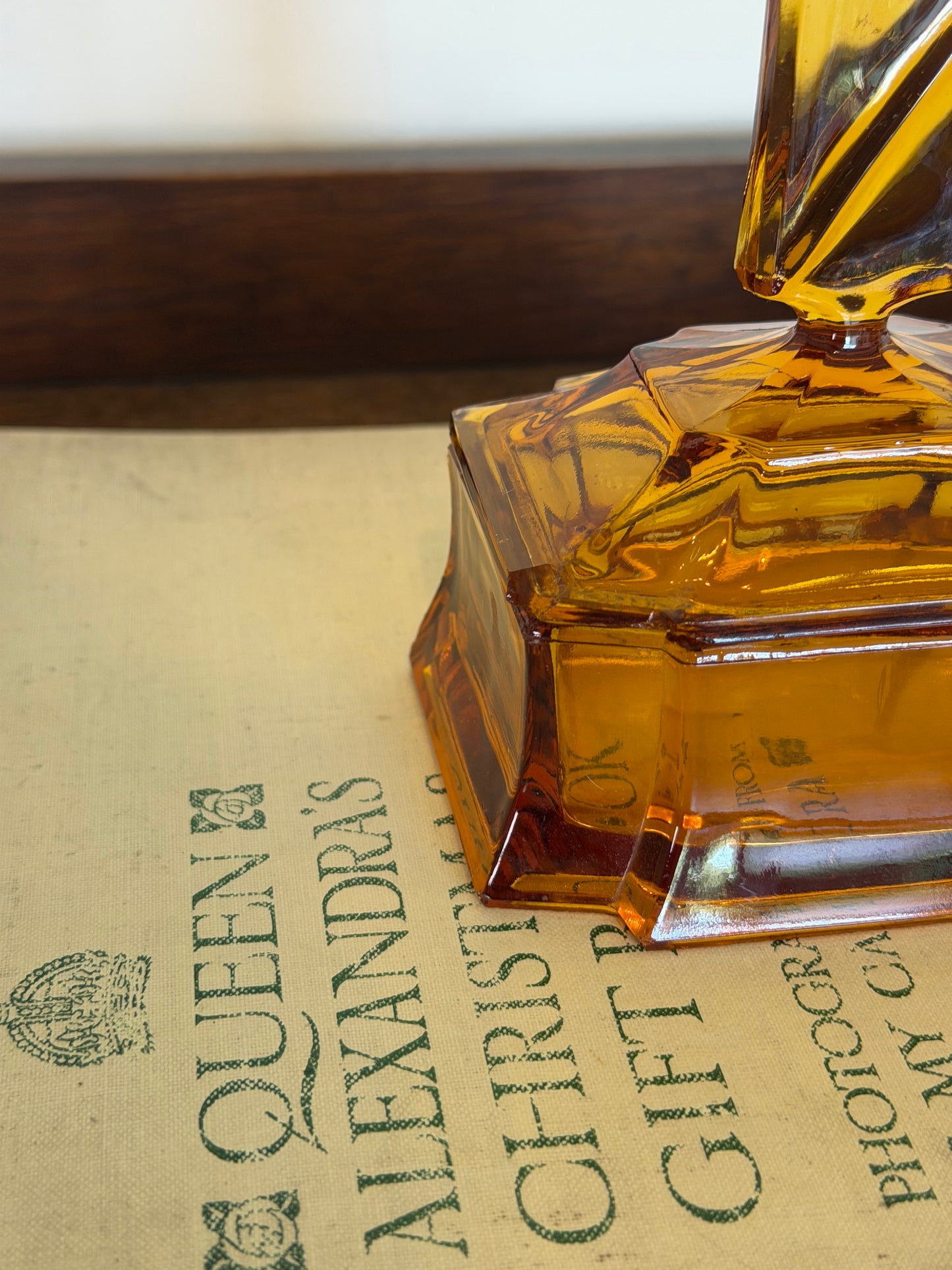 Vintage 1970s Amber Glass Dressing Table Vanity Set