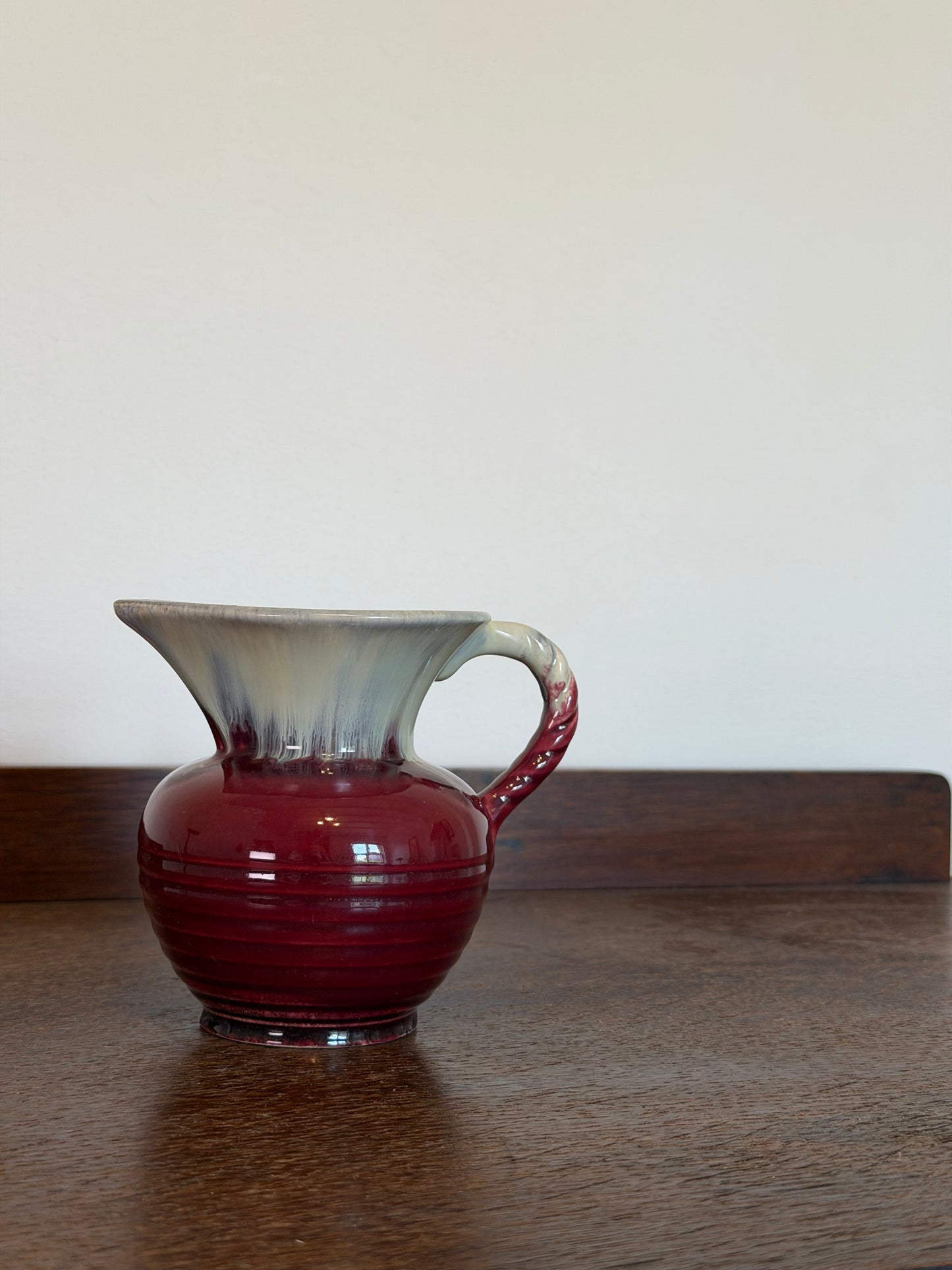 Vintage West German Deep Ruby Drip Glaze Jug