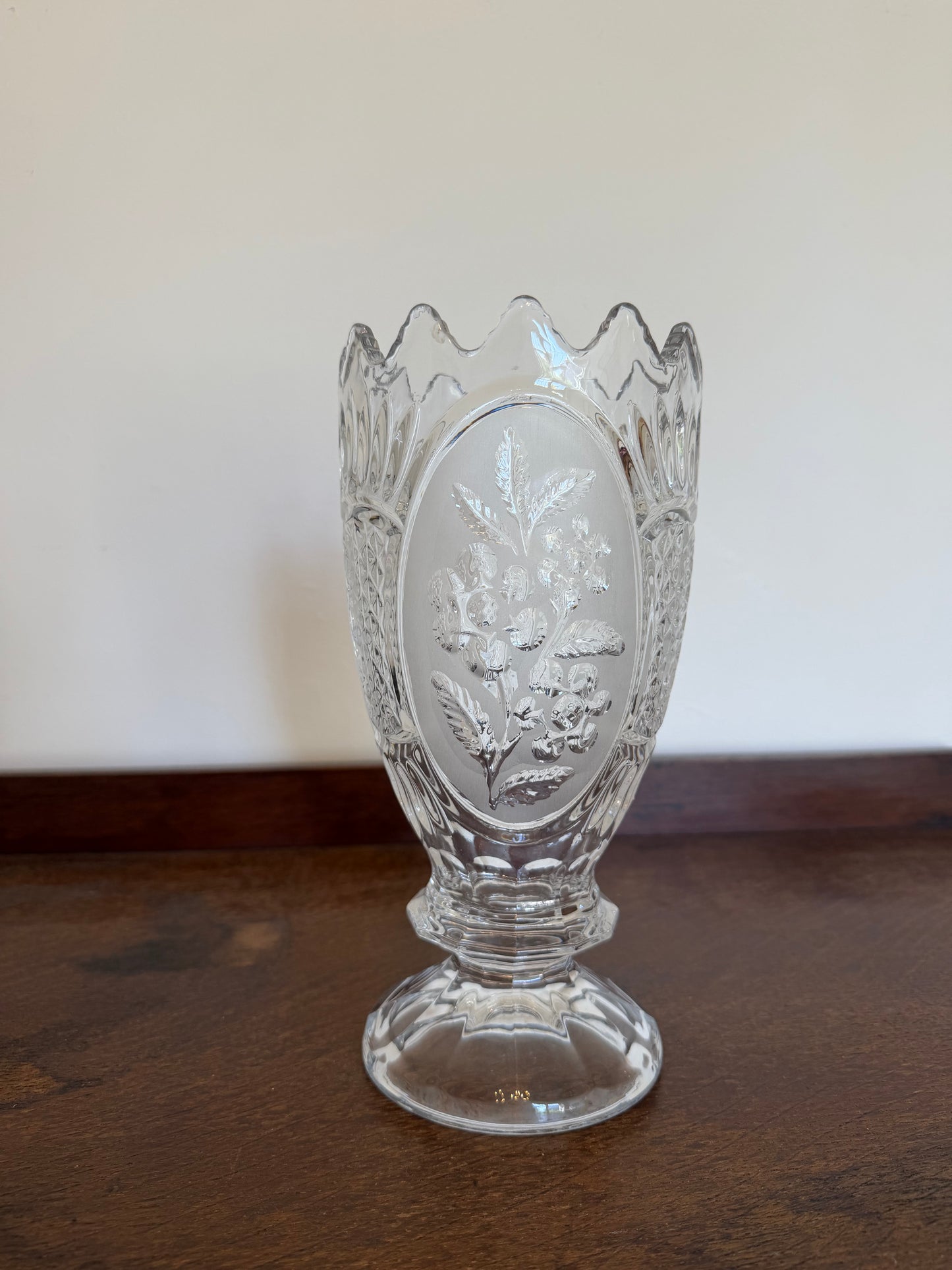 Vintage 1970s Zaječar Lead Crystal Floral Vase