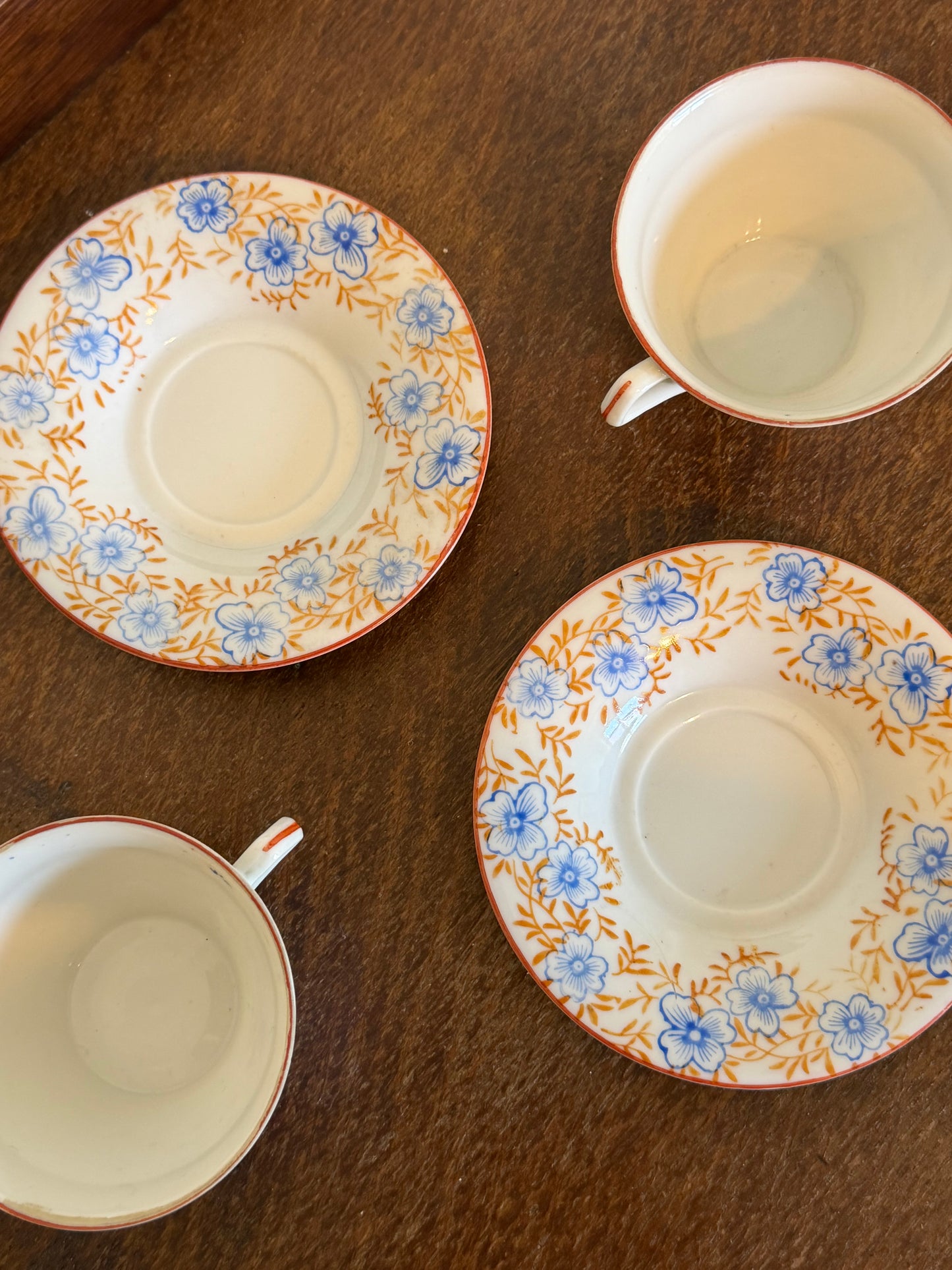 Vintage Art Deco Hand Painted Floral Tea Cup Set
