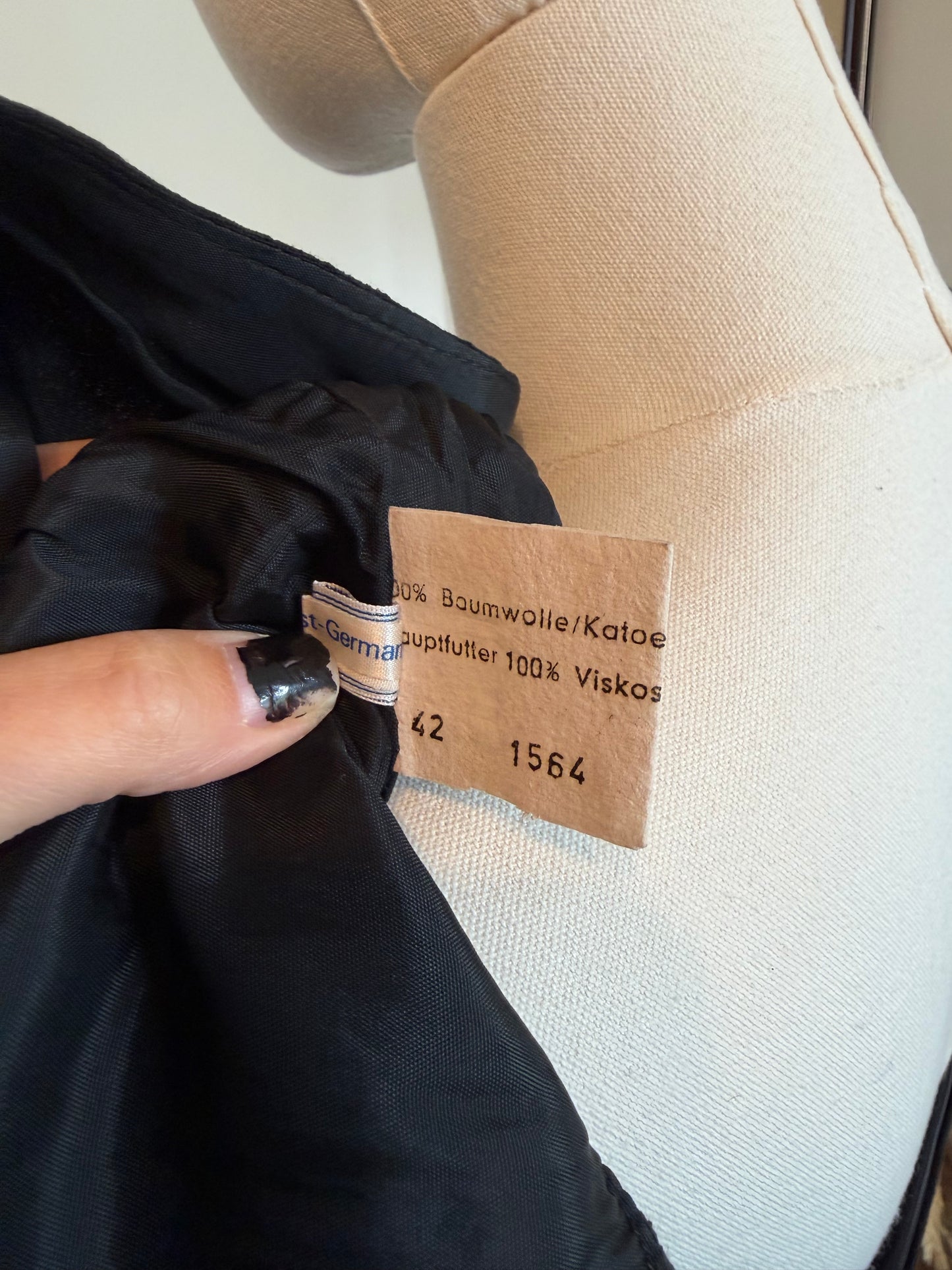 Vintage 1970s Black Cotton Cheesecloth Maxi Dress with Crochet Waist Detail