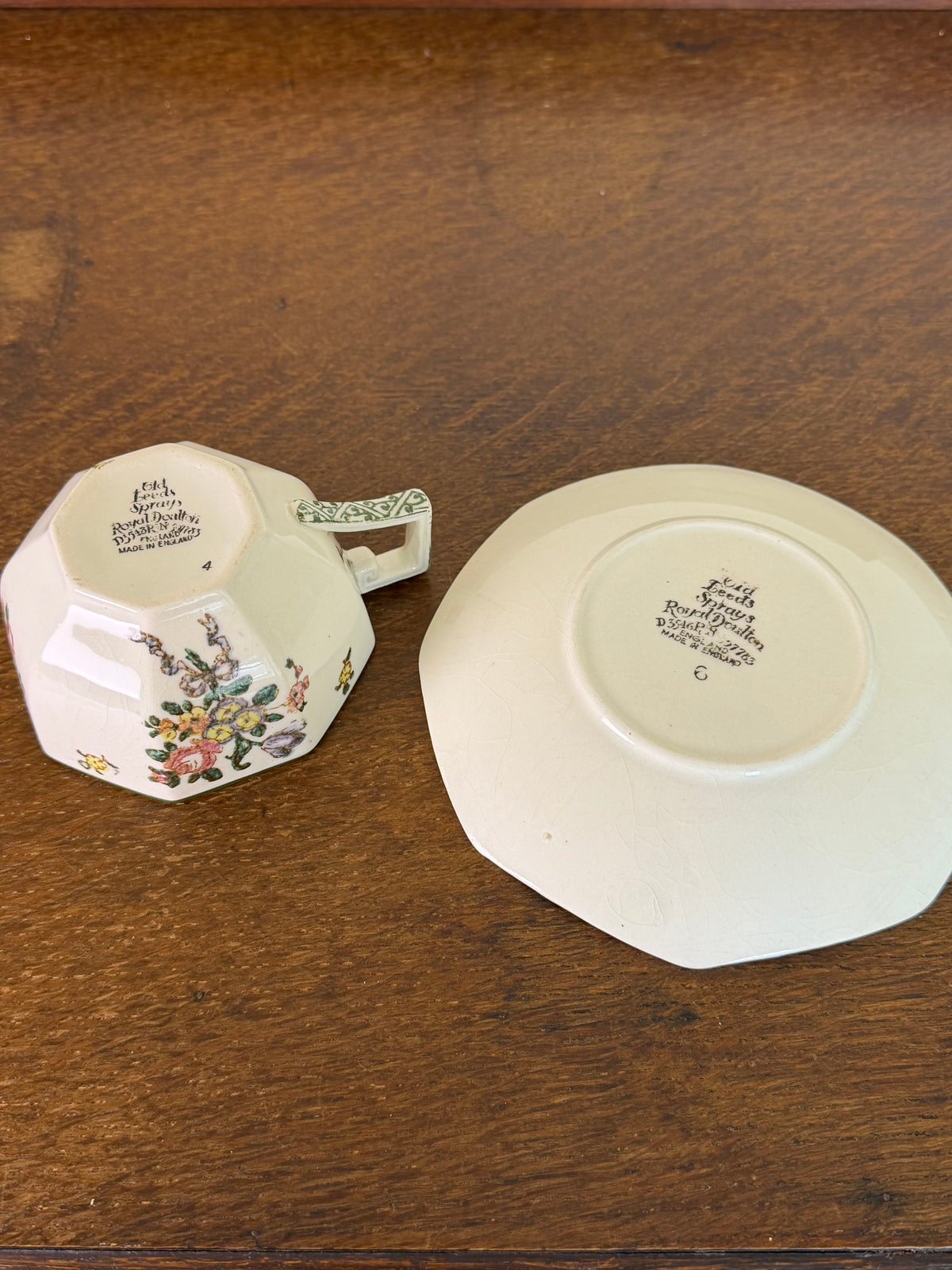 Vintage 1930s Royal Doulton Old Leeds Sprays Teacup and Saucer