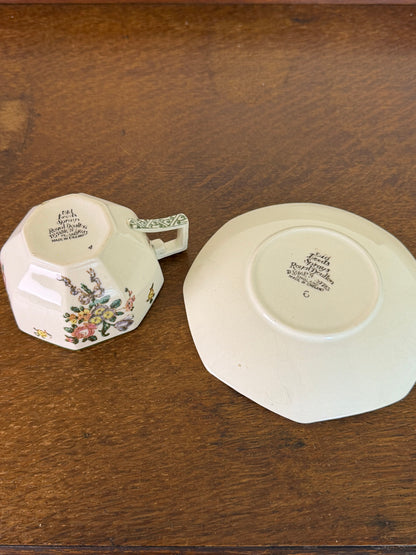Vintage 1930s Royal Doulton Old Leeds Sprays Teacup and Saucer