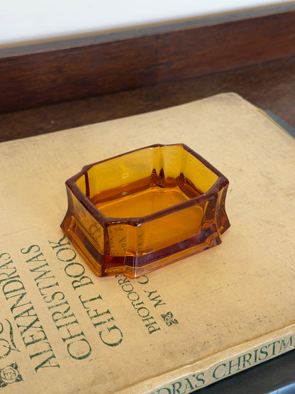 Vintage 1970s Amber Glass Dressing Table Vanity Set