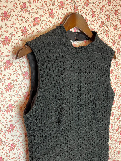 Vintage 1960s Hand Made Textured Little Black Dress