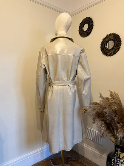 Vintage 1960s White Vinyl Double Breasted Coat