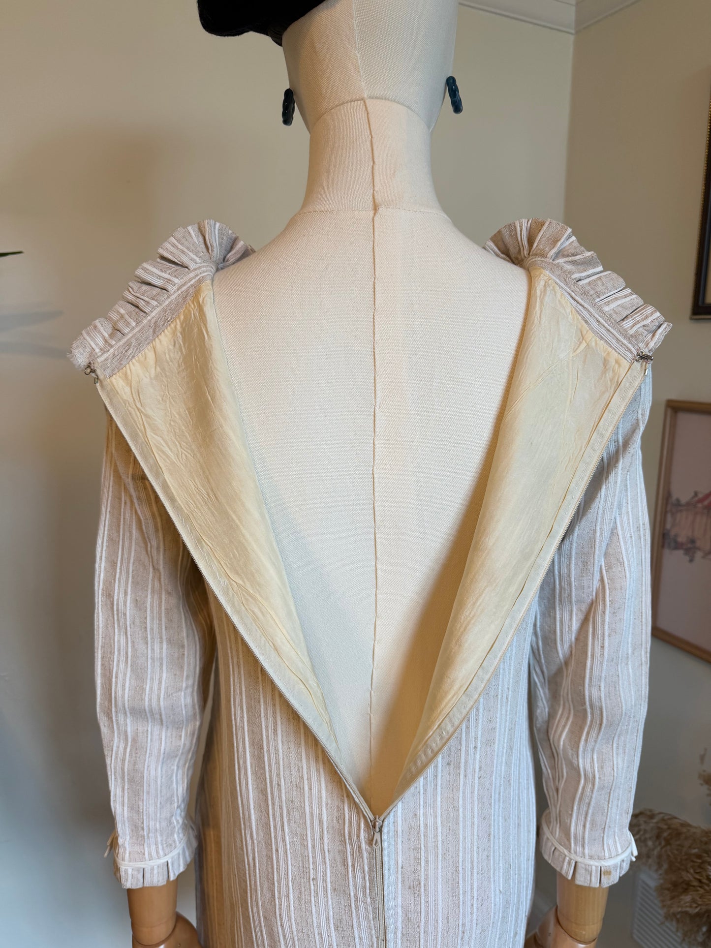 Vintage 1960s Handmade Twill Mod Dress - Size Small