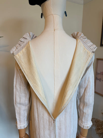 Vintage 1960s Handmade Twill Mod Dress - Size Small