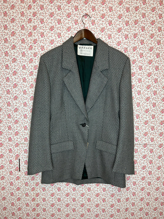 Vintage Jaeger Wool Jaquard Single Breasted Blazer