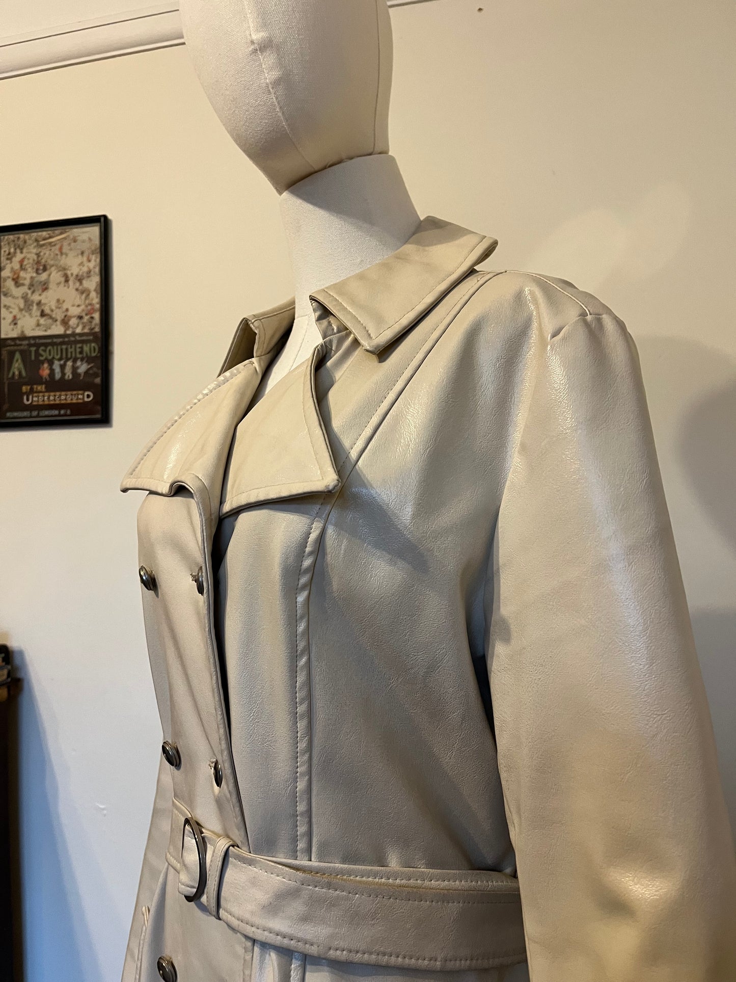 Vintage 1960s White Vinyl Double Breasted Coat