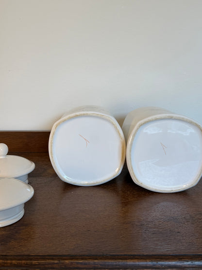 Vintage Floral Ceramic Storage Jars with Lids Set of 2