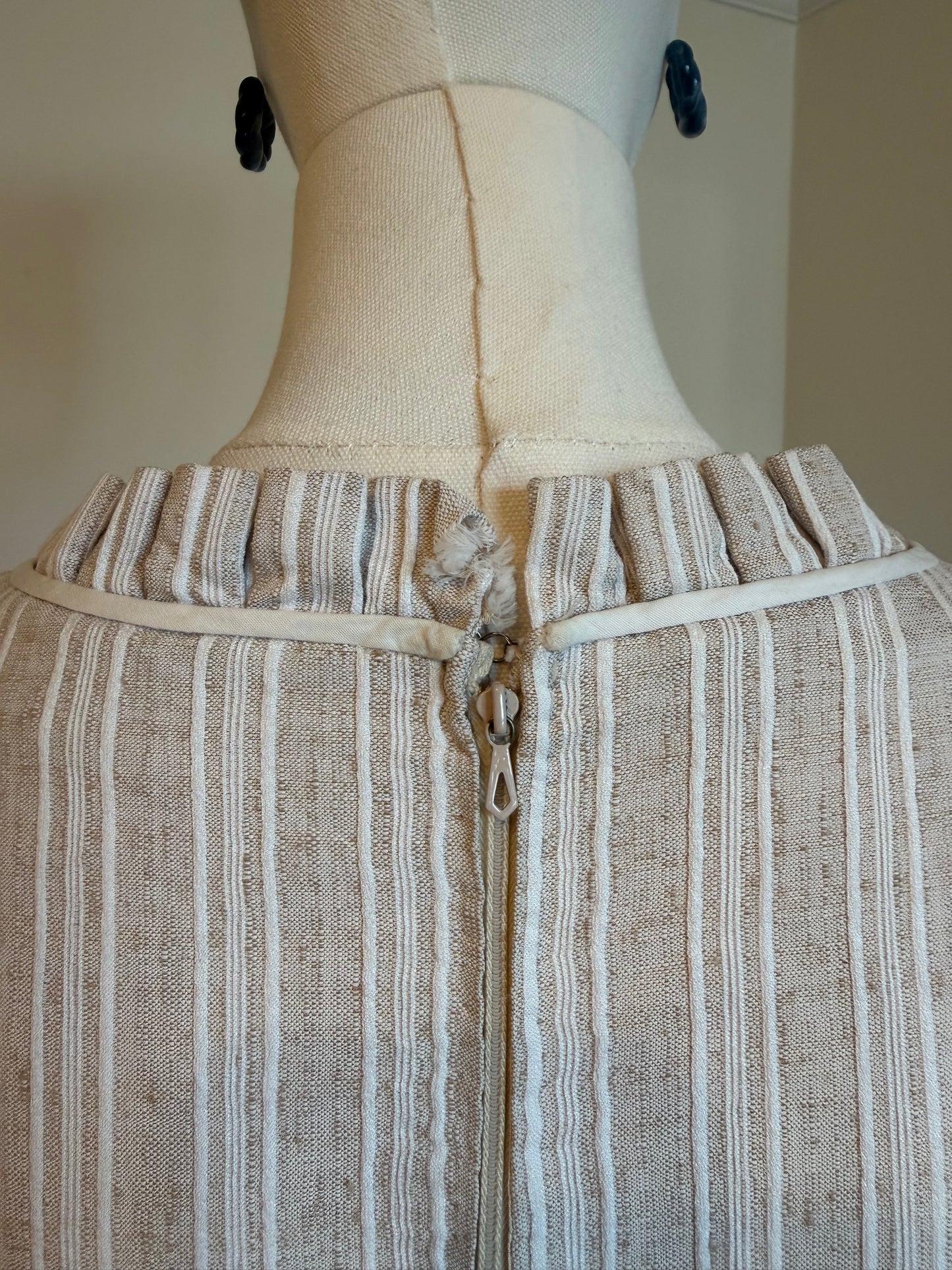 Vintage 1960s Handmade Twill Mod Dress - Size Small