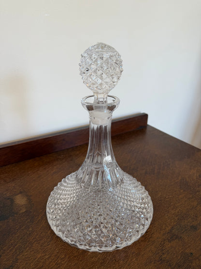 Vintage Pressed Glass Ship’s Decanter