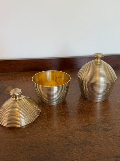 Vintage Solid Brass Lidded Canisters (Pair)