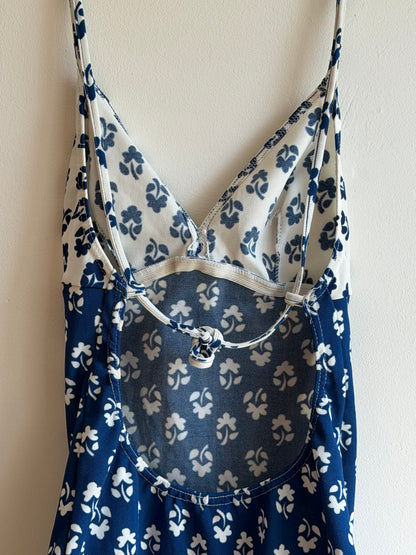 Vintage 1970s Blue Floral Swimsuit