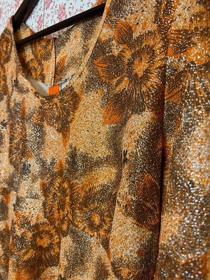 Vintage 1970s Hand Made Lame Empire Maxi Dress
