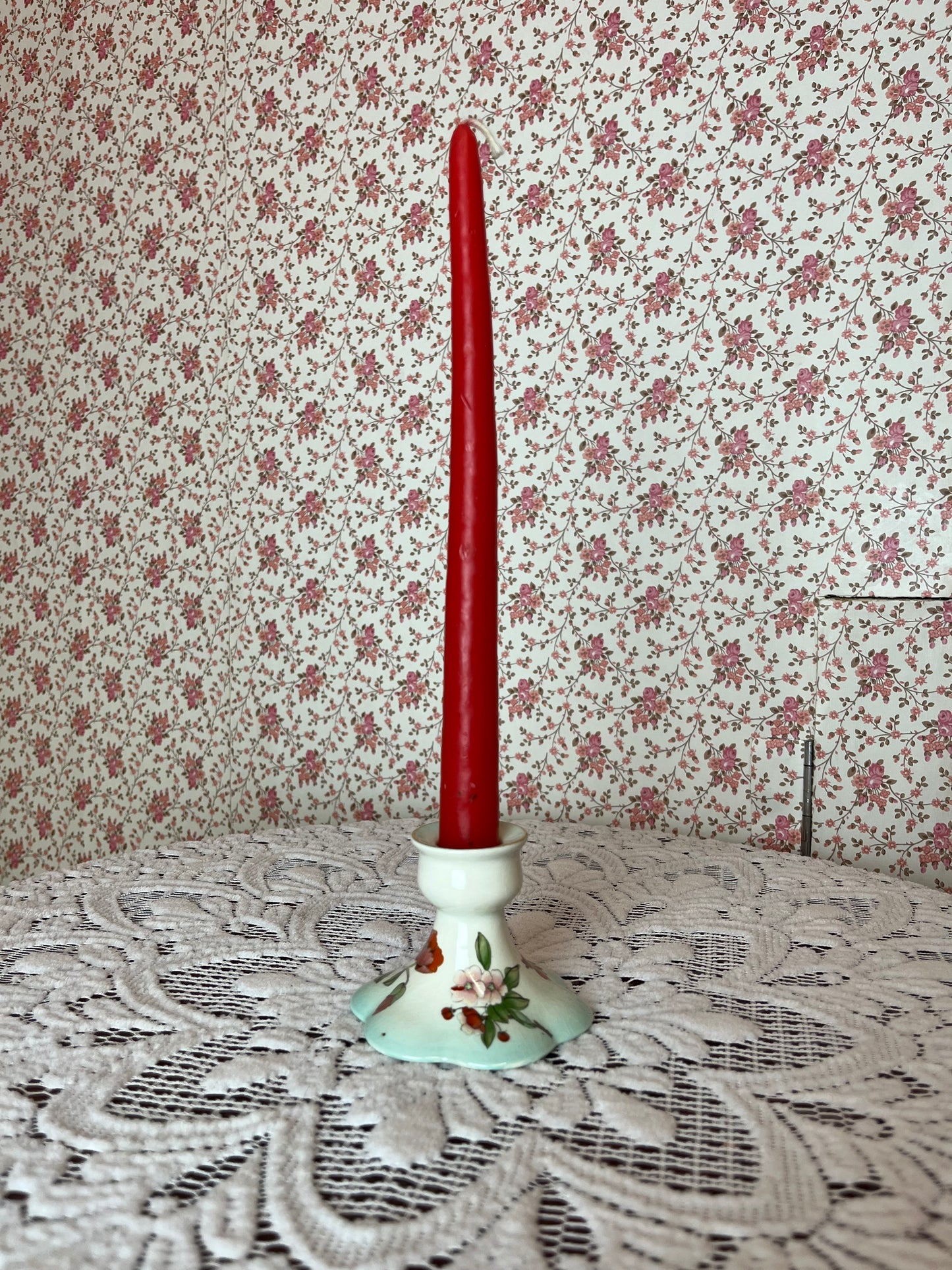 Vintage Palissy Floral Candle Stick Holder