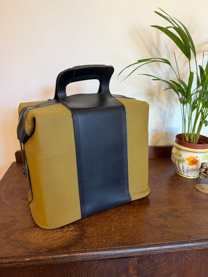 Vintage 1960s Gannex Mustard Yellow and Black Structured Travel Bag