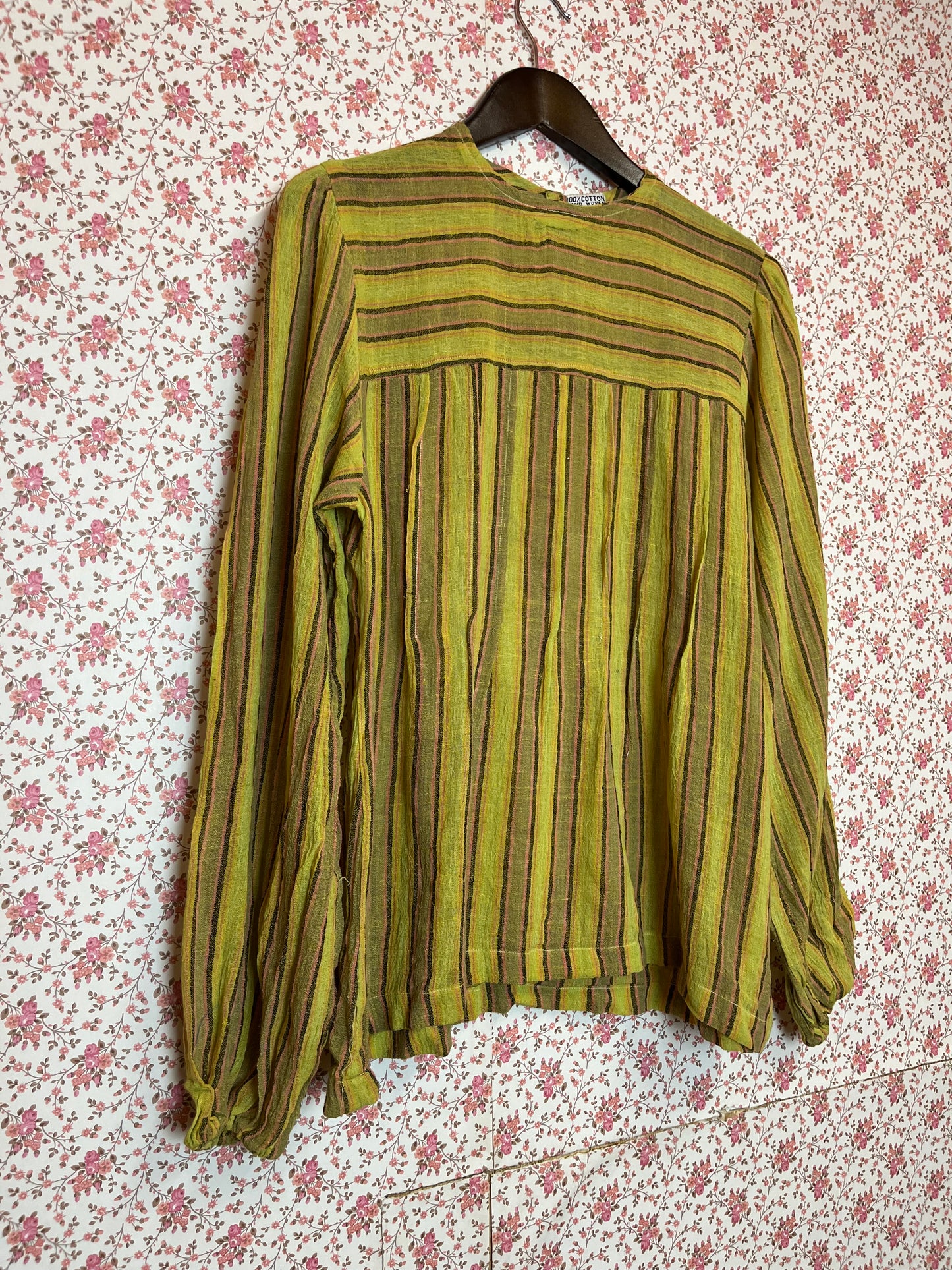 Vintage 1970s Indian Cotton Striped Blouse