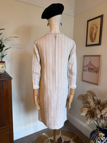 Vintage 1960s Handmade Twill Mod Dress - Size Small