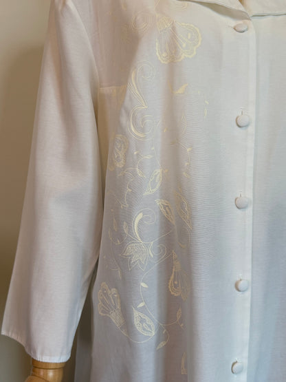 Vintage 1990s C&A Ivory Longline Blouse - Size Large