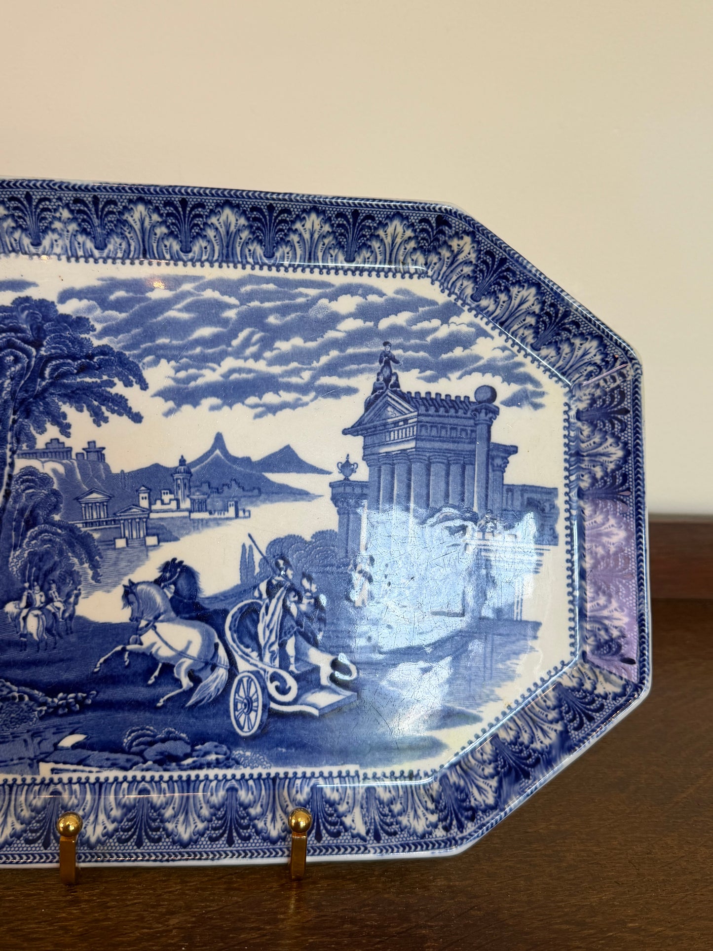 Antique Cauldon Blue & White Transferware Serving Platter