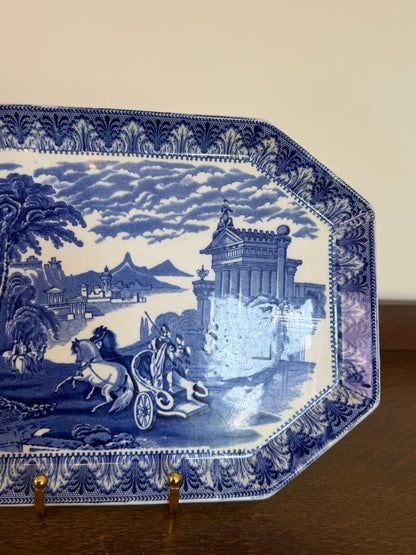 Antique Cauldon Blue & White Transferware Serving Platter
