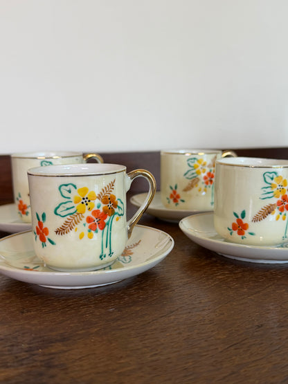 Vintage Hand Painted Miniature Ceramic Tea Pot Cup & Saucer Set