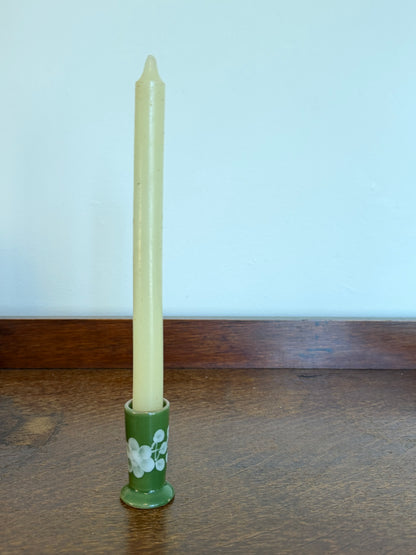 Vintage 1970s Hand Painted Thai Green Floral Ceramic Condiment Set