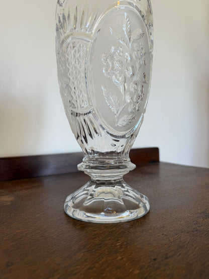 Vintage 1970s Zaječar Lead Crystal Floral Vase