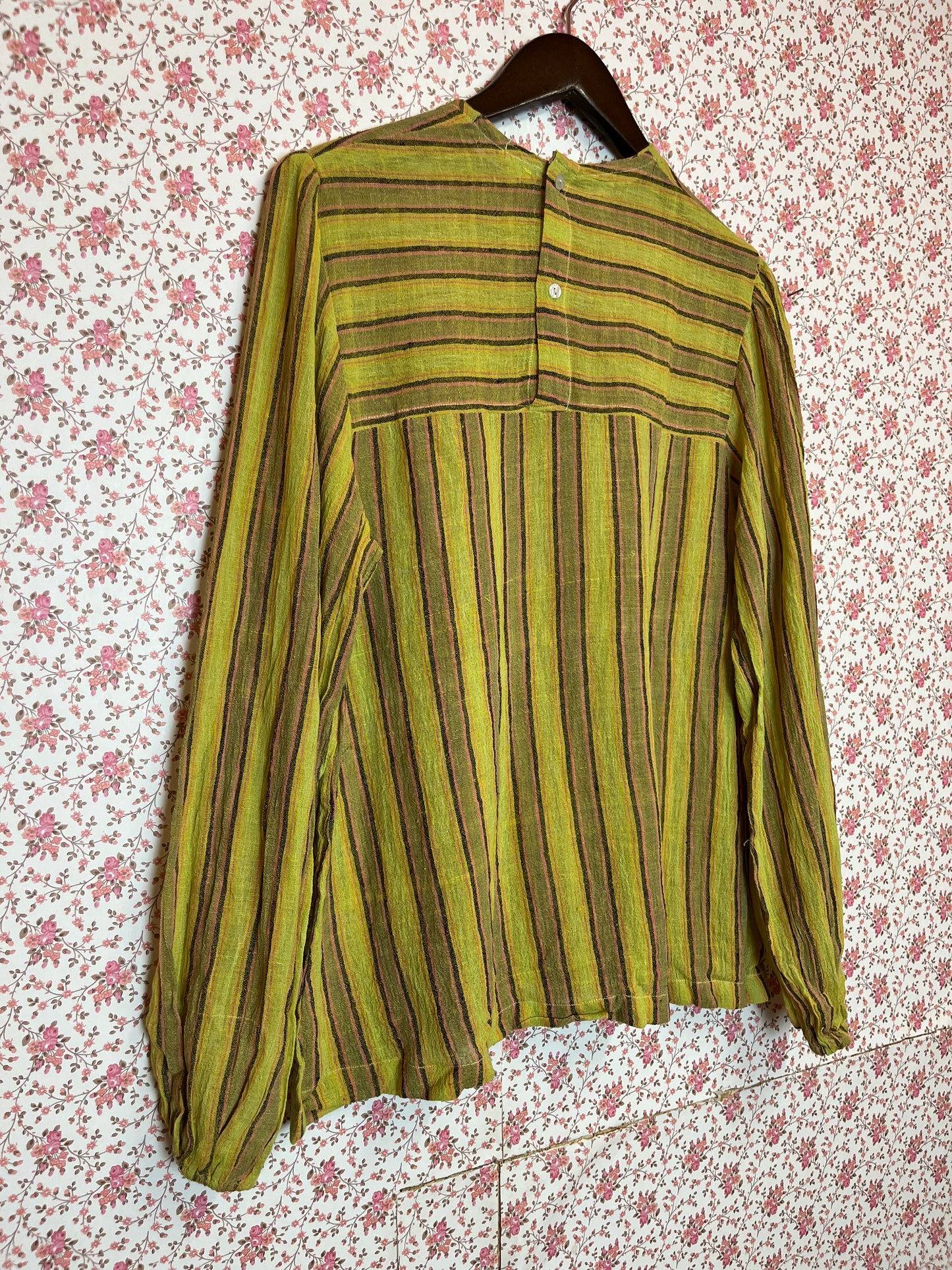 Vintage 1970s Indian Cotton Striped Blouse