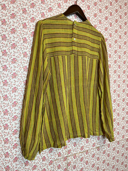 Vintage 1970s Indian Cotton Striped Blouse