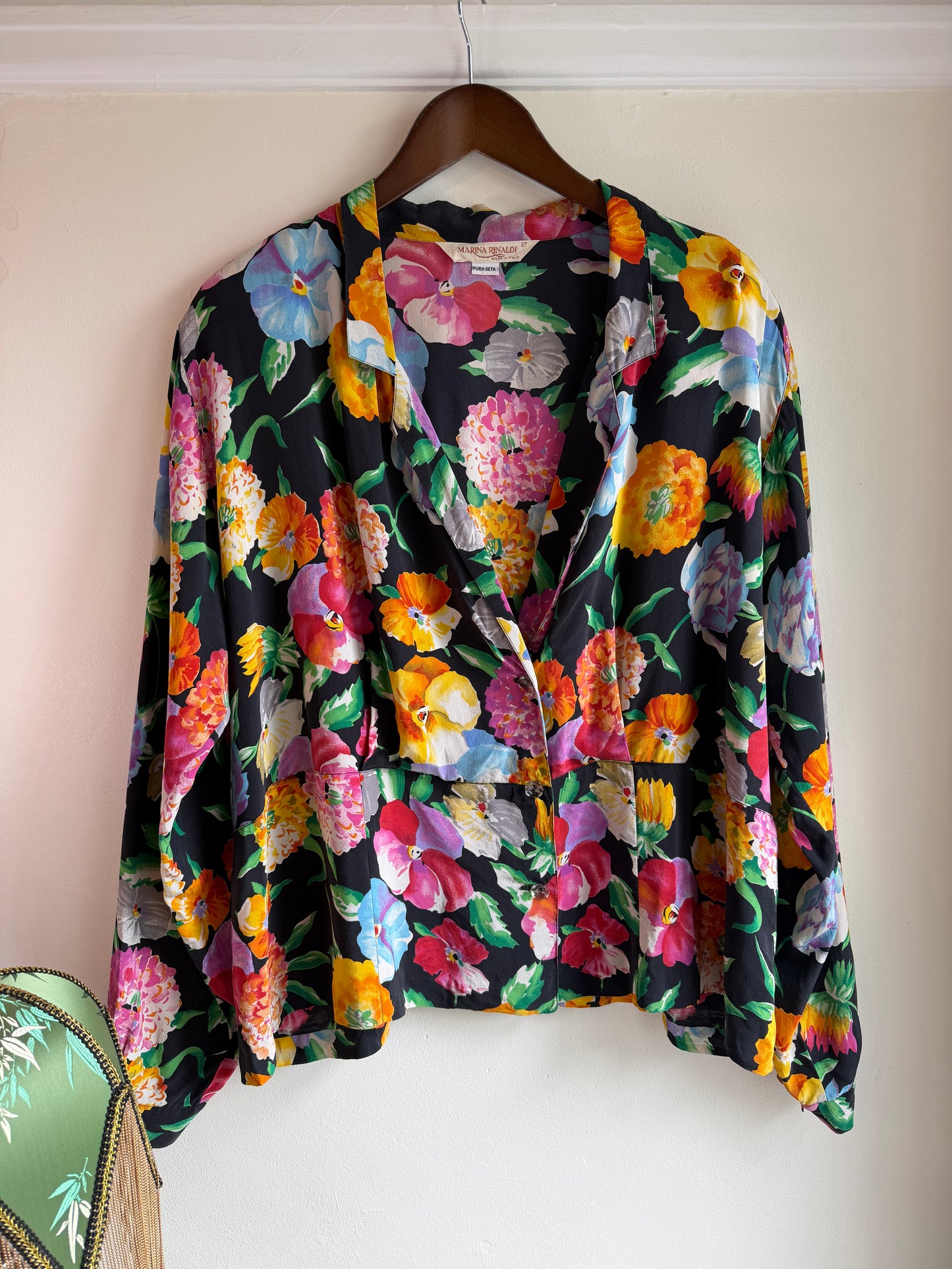 Vintage 1980s Silk Floral Blouse