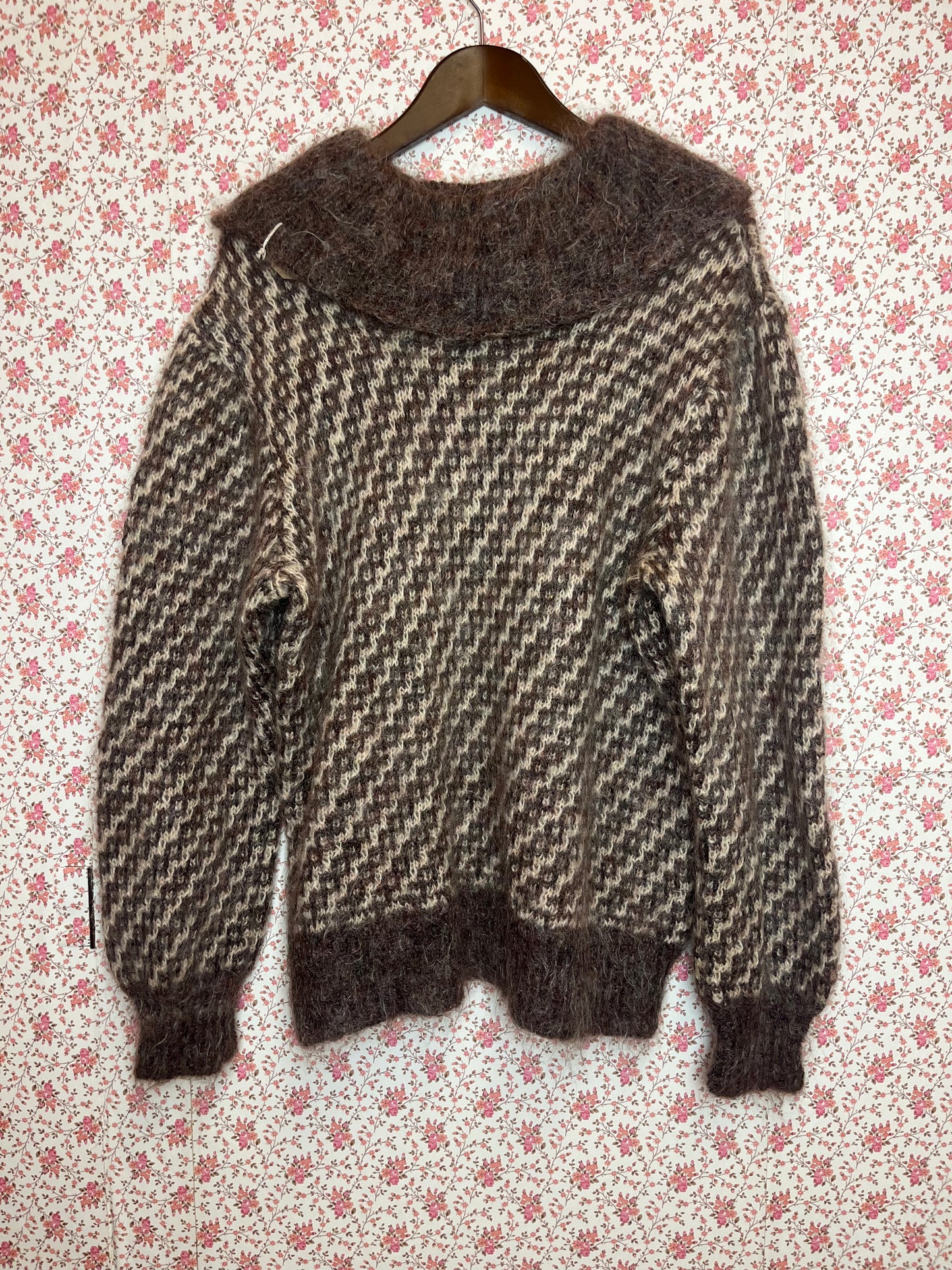 Vintage Mohair Blend Hand Knit Bertha Collar Jumper