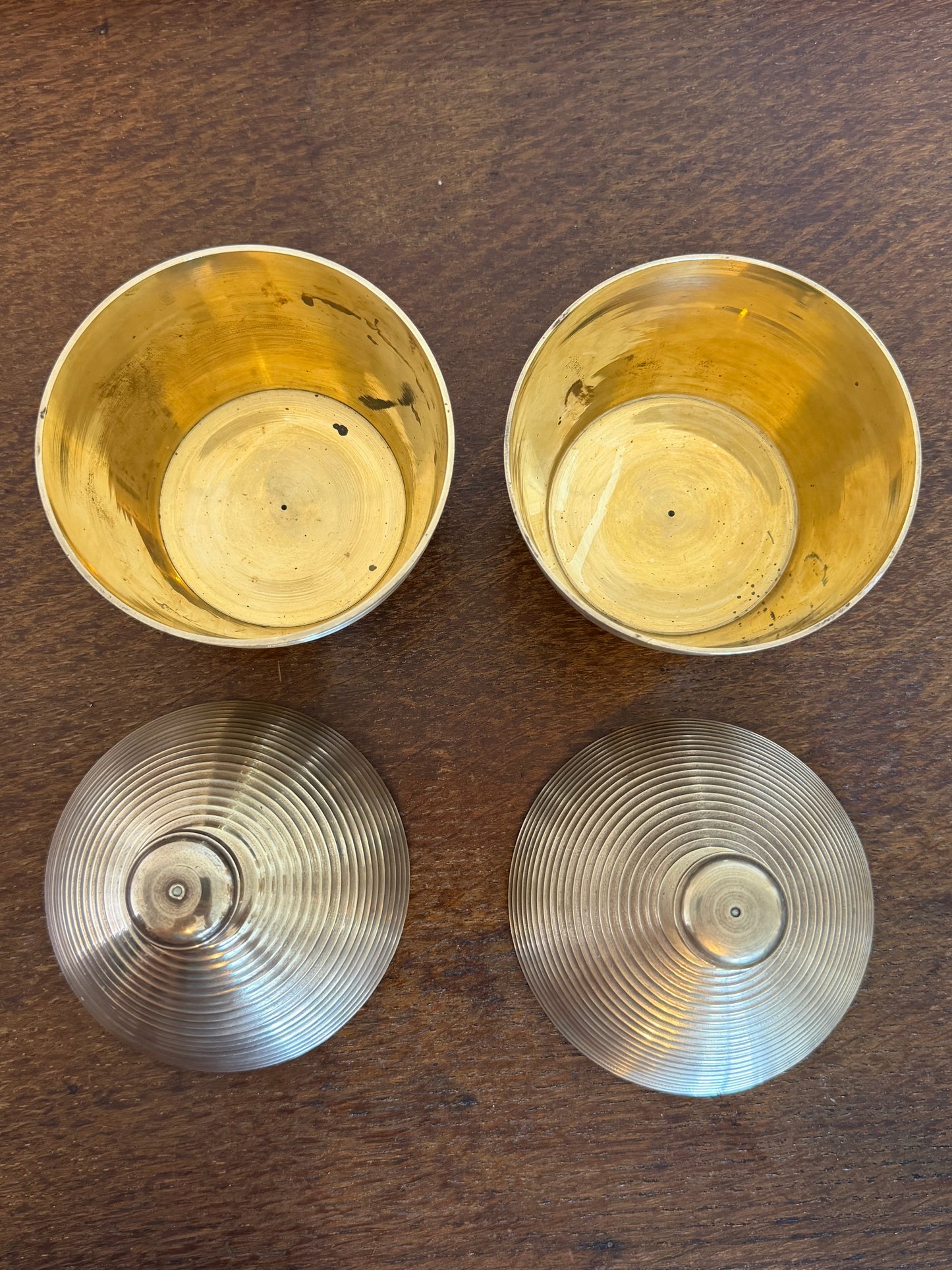 Vintage Solid Brass Lidded Canisters (Pair)