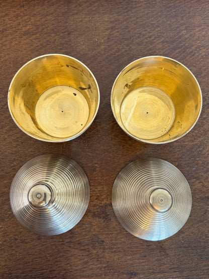 Vintage Solid Brass Lidded Canisters (Pair)