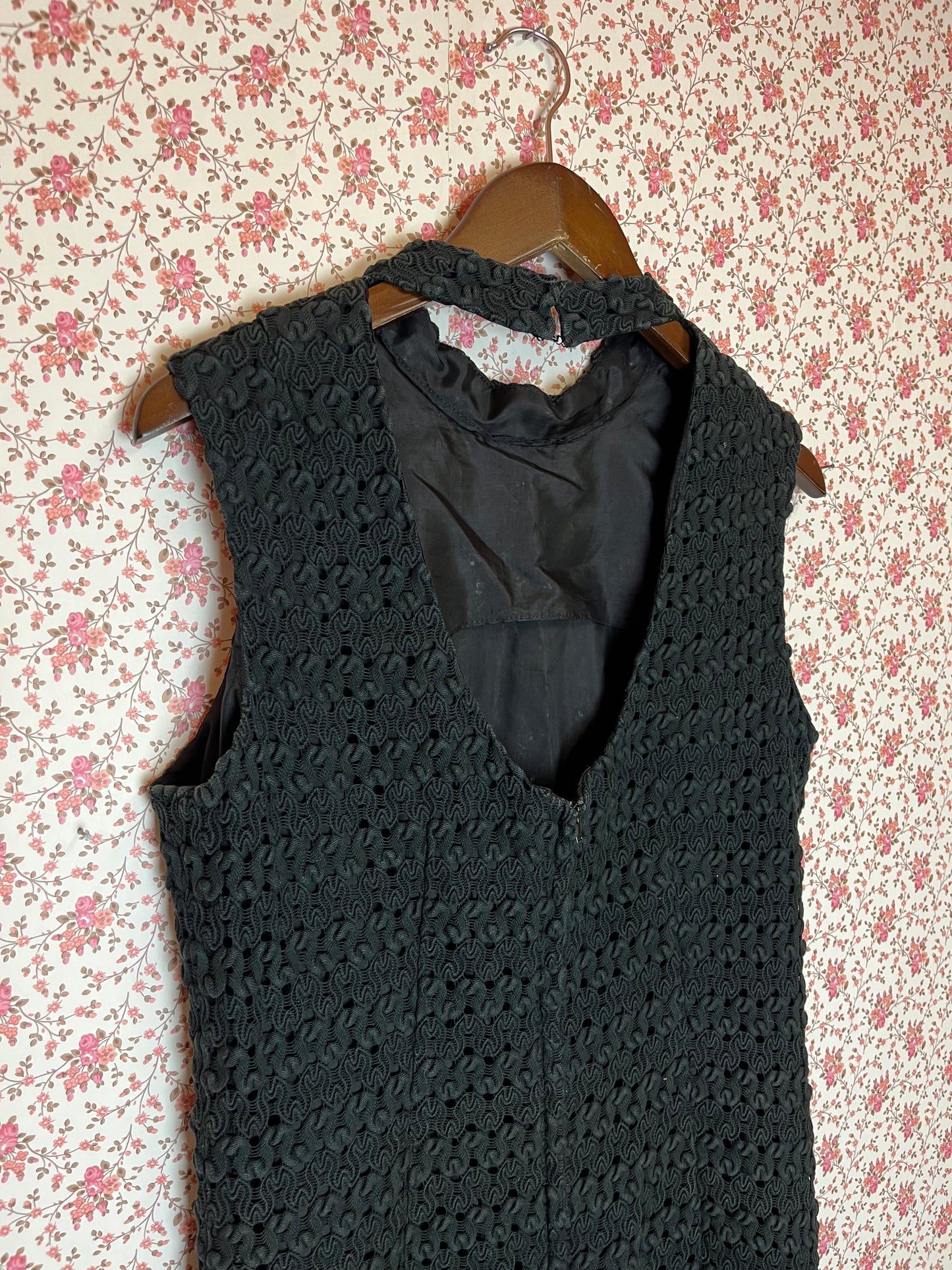 Vintage 1960s Hand Made Textured Little Black Dress