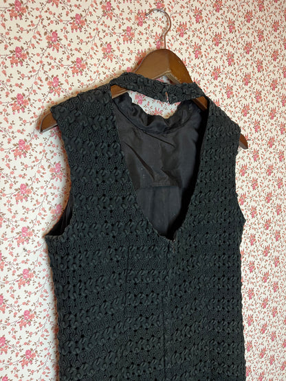 Vintage 1960s Hand Made Textured Little Black Dress