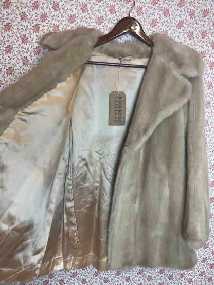 Vintage 1960s Tissavel Champagne Faux Fur Short Coat