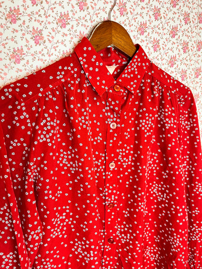 Vintage 1970s Red Floral Ditsy Shirt