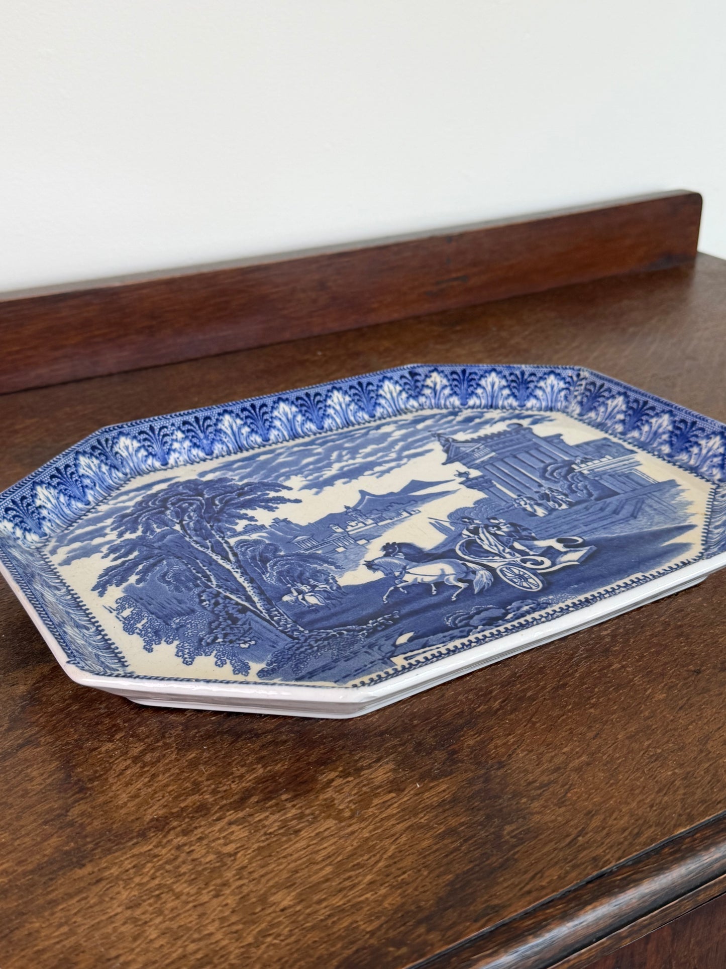 Antique Cauldon Blue & White Transferware Serving Platter