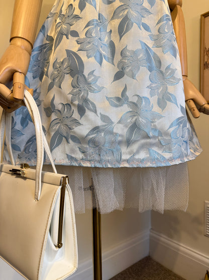 Vintage 1960s Hand Made Floral Jacquard Mini Empire Dress