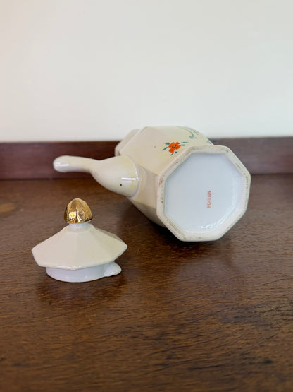 Vintage Hand Painted Miniature Ceramic Tea Pot Cup & Saucer Set