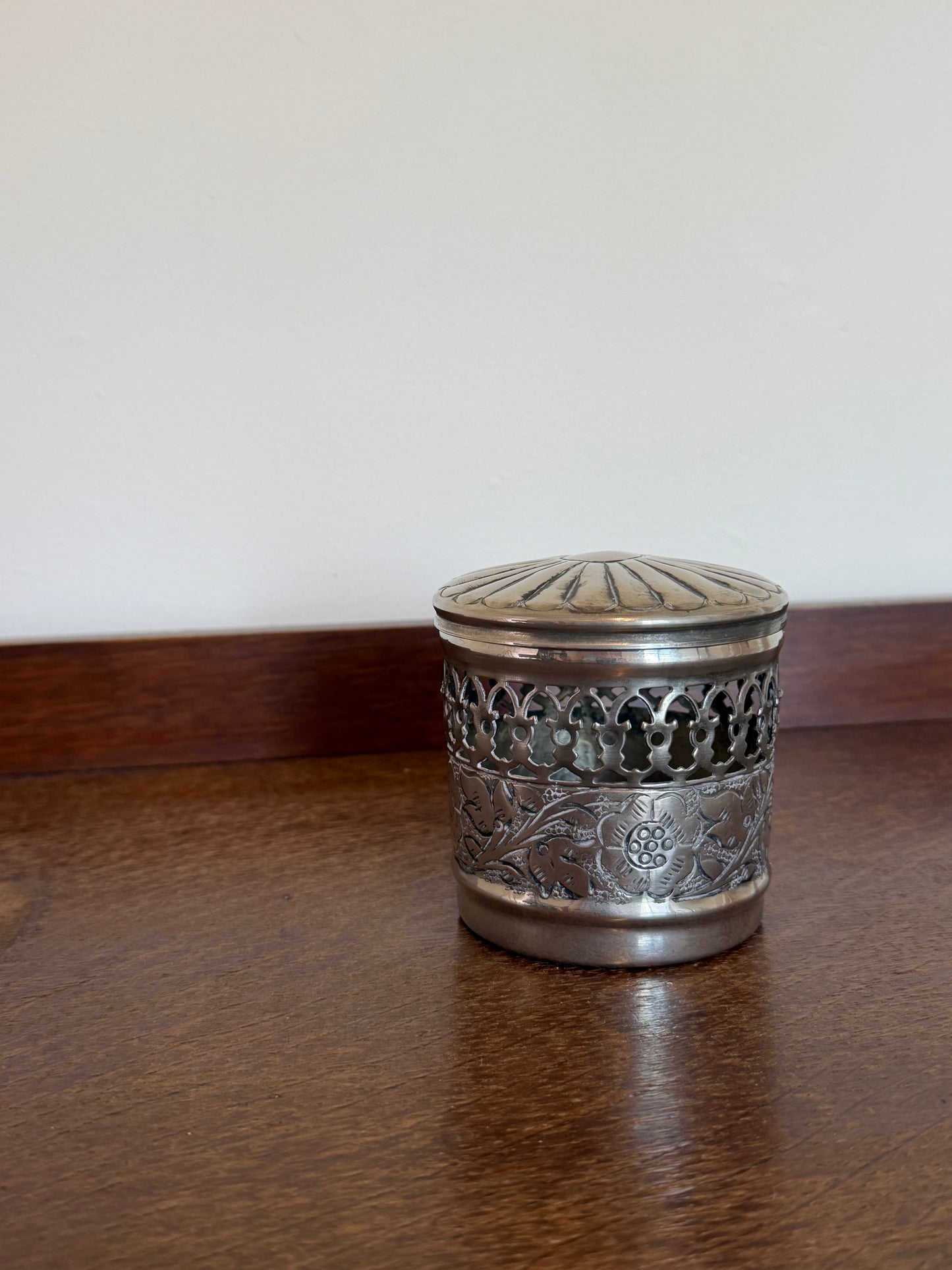 Vintage Silver Plate Cotton Bud Holder